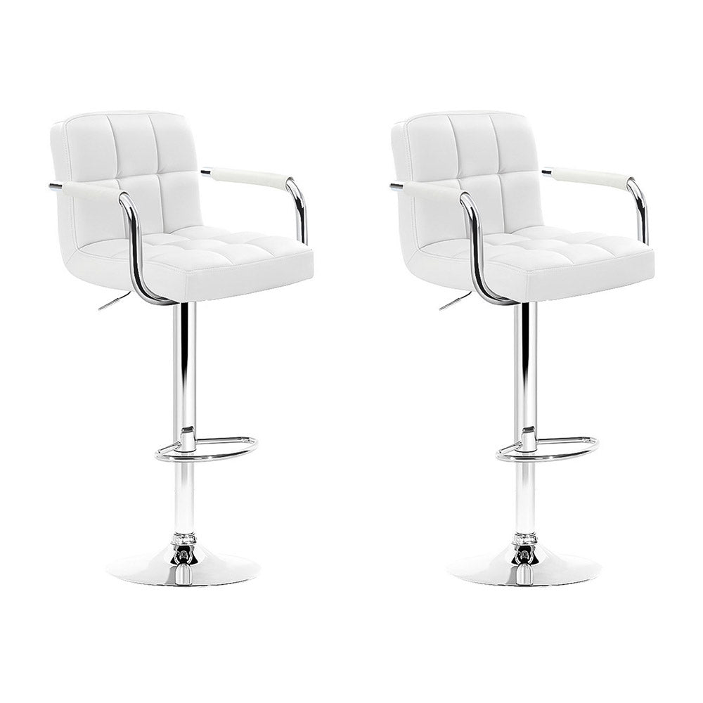 NNEDSZ Set of 2 Bar Stools Gas lift Swivel - Steel and White