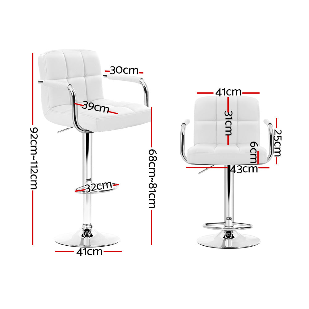 NNEDSZ Set of 2 Bar Stools Gas lift Swivel - Steel and White