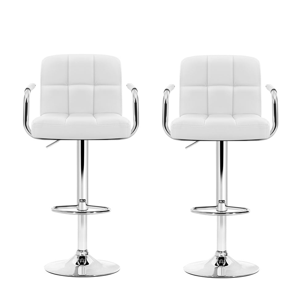 NNEDSZ Set of 2 Bar Stools Gas lift Swivel - Steel and White