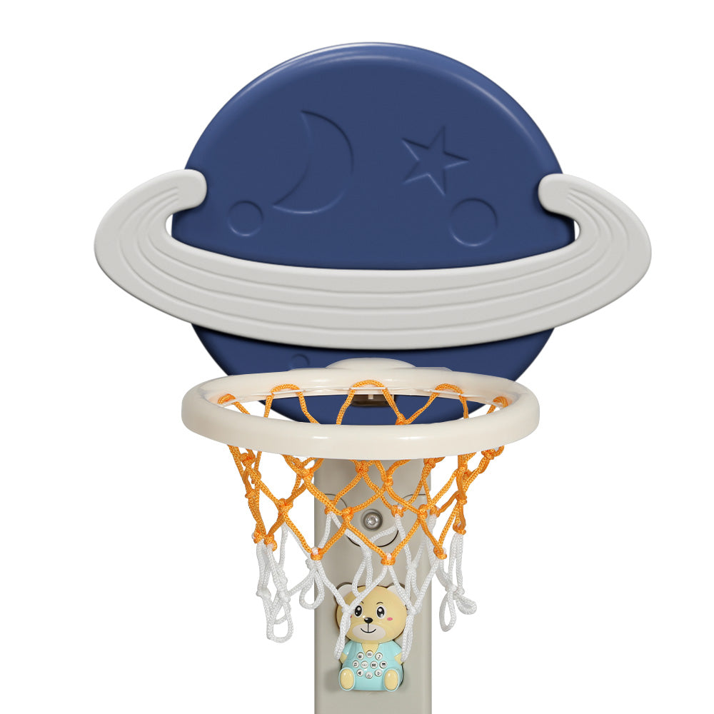 NNEDSZ Kids Basketball Hoop Stand Adjustable 6-in-1 Sports Center Toys Set Blue