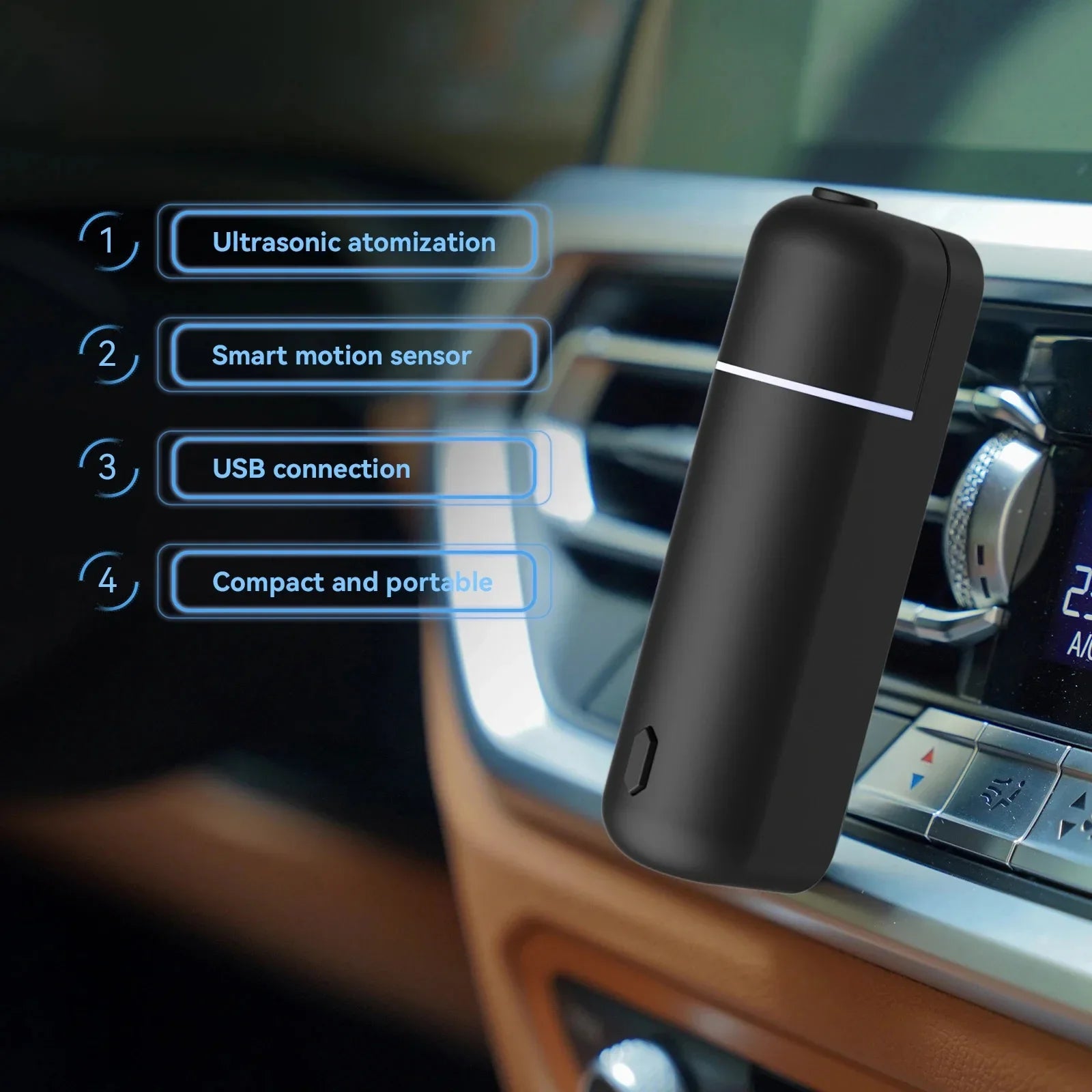 NNEOBA Mini USB Car Aroma Diffuser Scent Air Freshener
