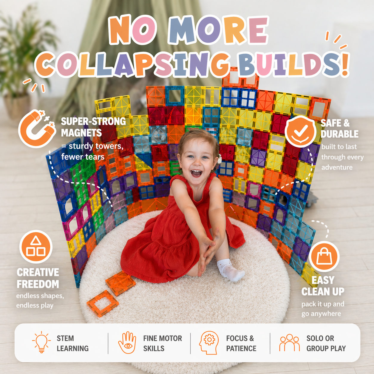 Magnetic Tiles Mega Bundle 102pcs + 60pcs - image 5