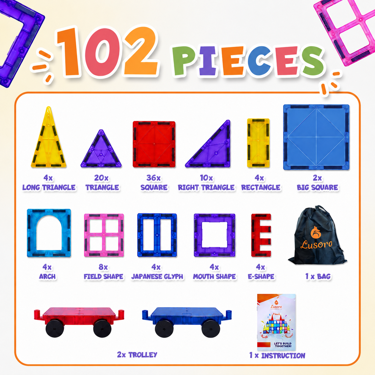 Magnetic Tile 102pcs Set - image 2