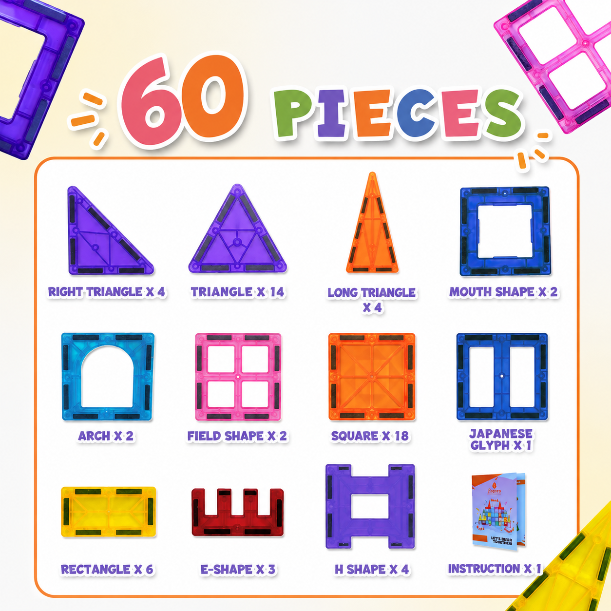 Magnetic Tiles 60pcs Set