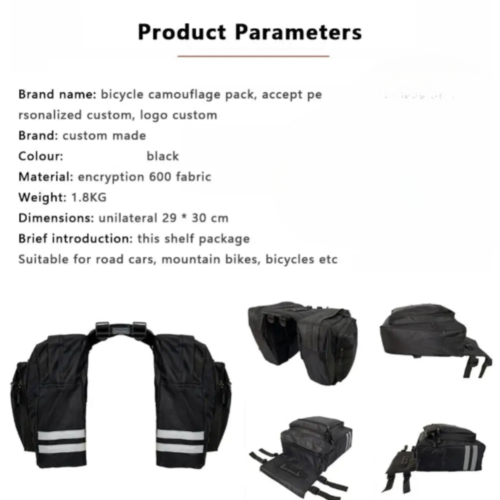 NNEOBA 25L Canvas Carrier Bag Rear Rack Trunk Bike Luggage Back Seat