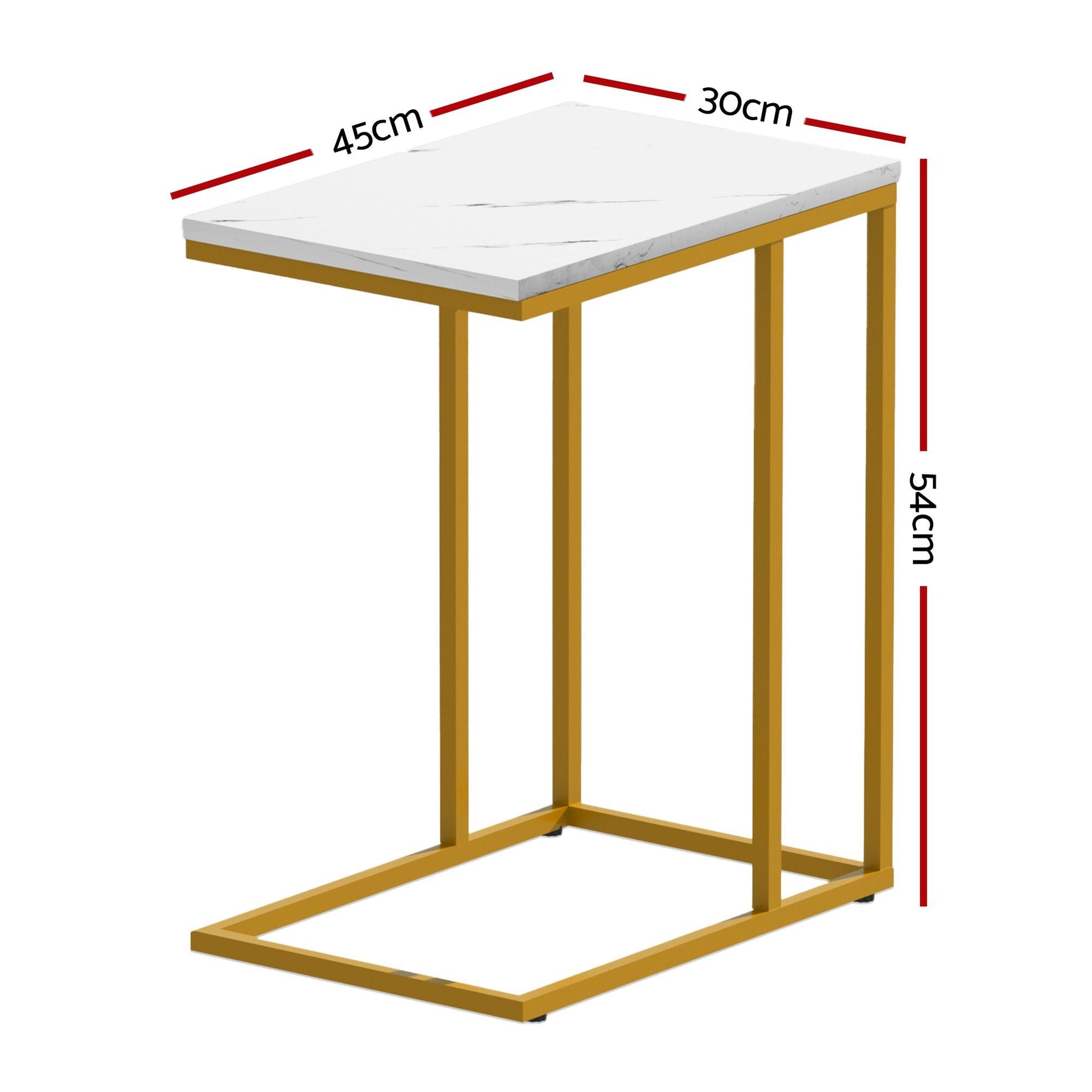 Artiss C Shaped End Table Set of 2 Coffee Table Side Table White & Gold - image 4