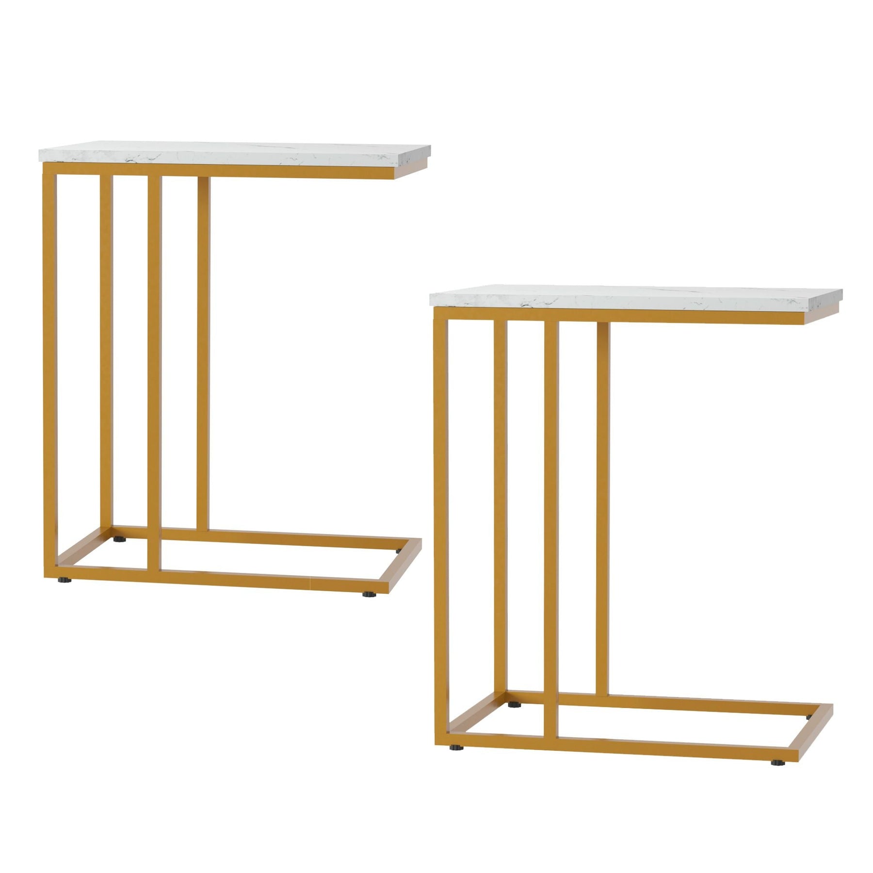 Artiss C Shaped End Table Set of 2 Coffee Table Side Table White & Gold - image 5