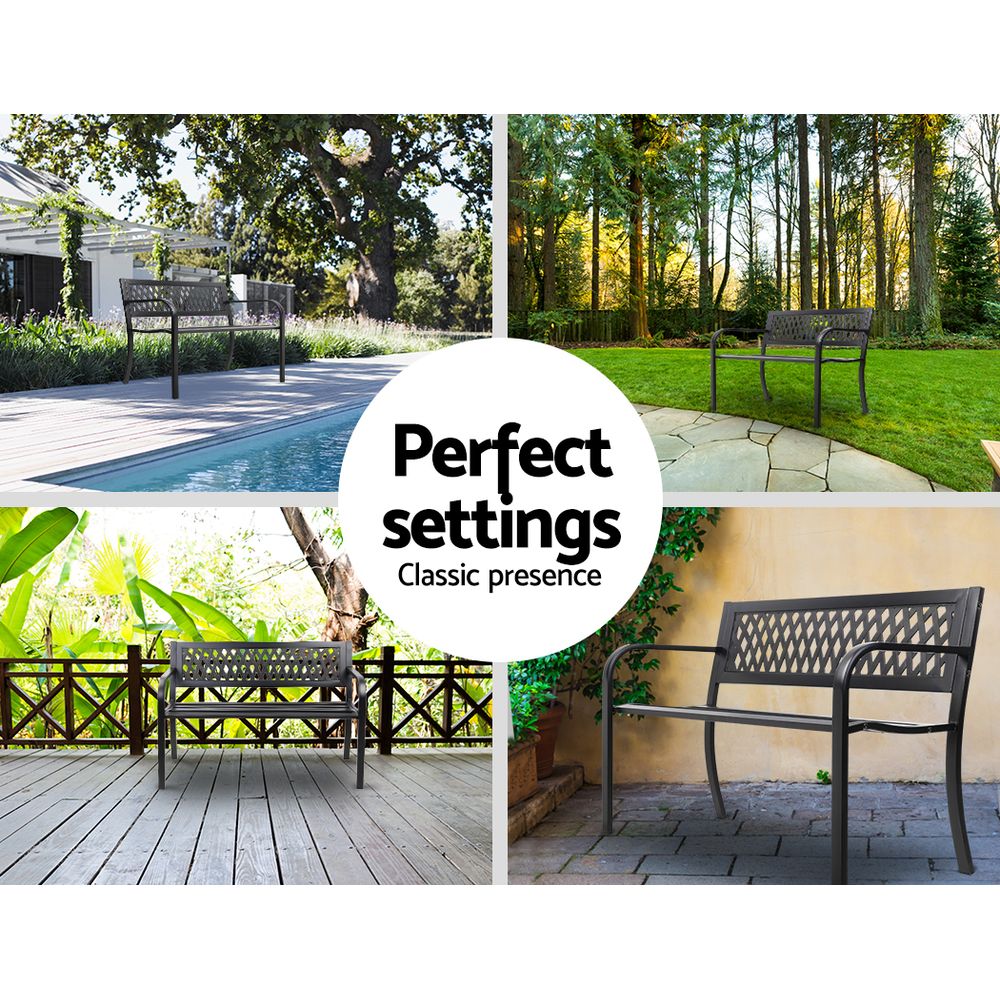 NNEDSZ Cast Iron Modern Garden Bench - Black