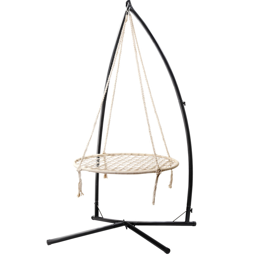 Gardeon Hammock Chair Nest Web Outdoor Swing with Steel Stand 100cm - image 4
