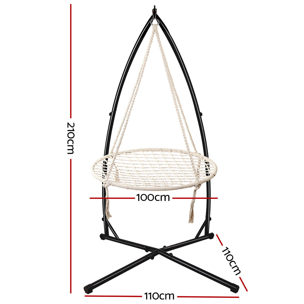 Gardeon Hammock Chair Nest Web Outdoor Swing with Steel Stand 100cm - image 5