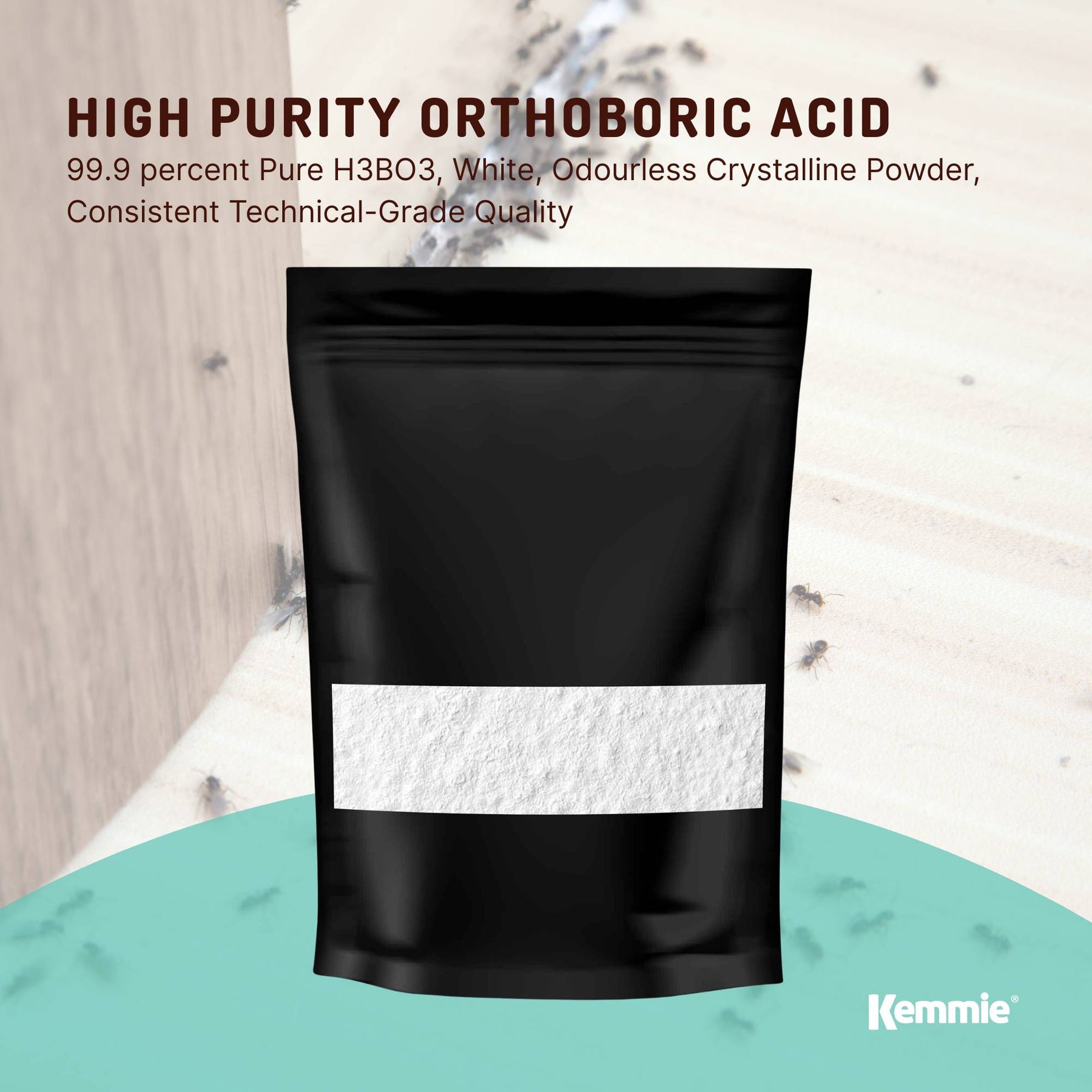 Kemmie Boric Acid Powder 99.9% Pure - Soluble Orthoboric Acid H3BO3