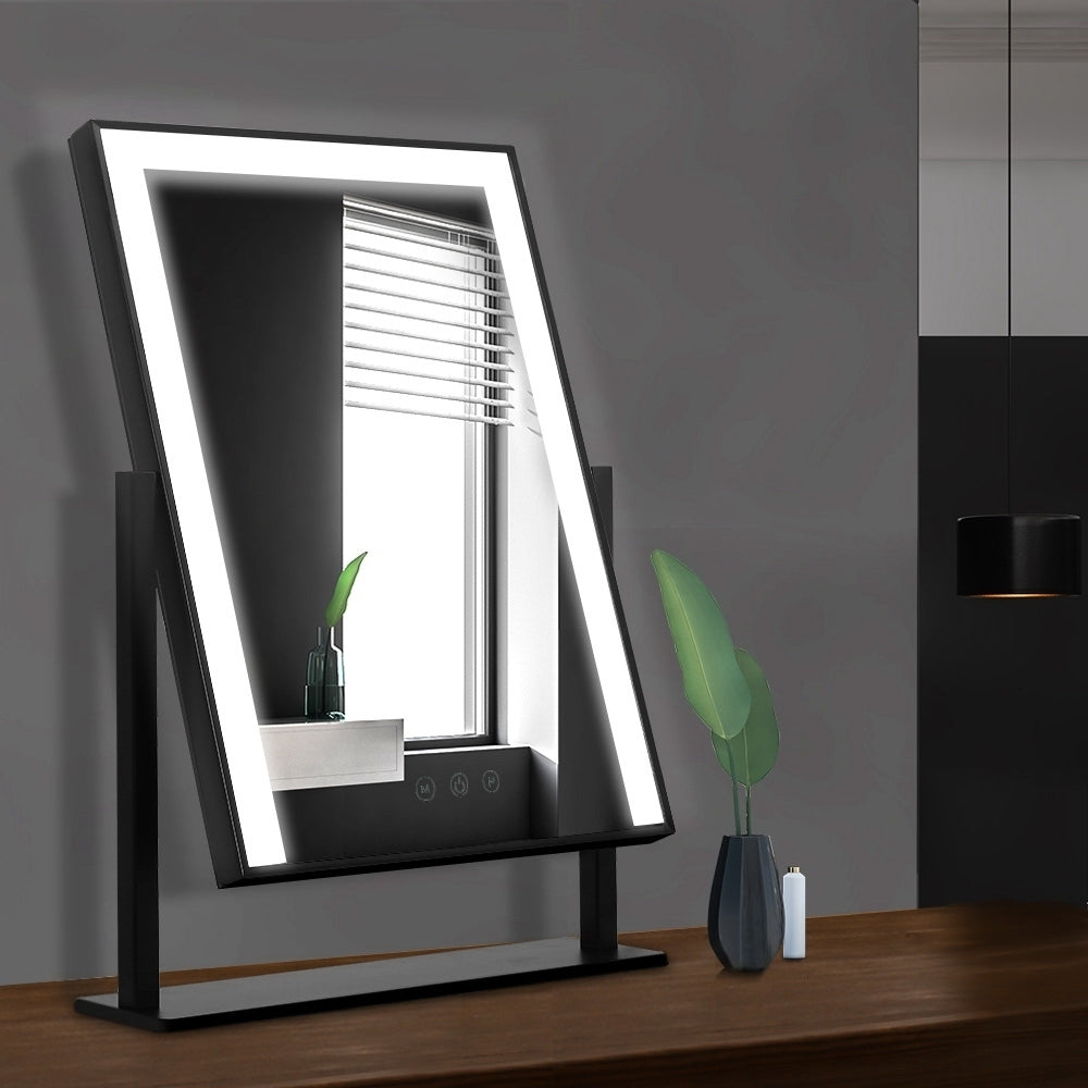 NNEDSZ LED Makeup Mirror Hollywood Standing Mirror Tabletop Vanity Black