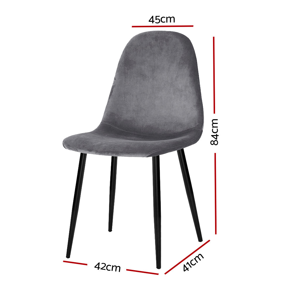 Artiss Dining Chairs Set of 4 Velvet Curved Slope Grey - image 3