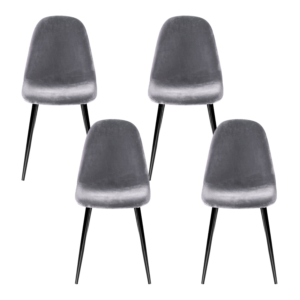 Artiss Dining Chairs Set of 4 Velvet Curved Slope Grey - image 4