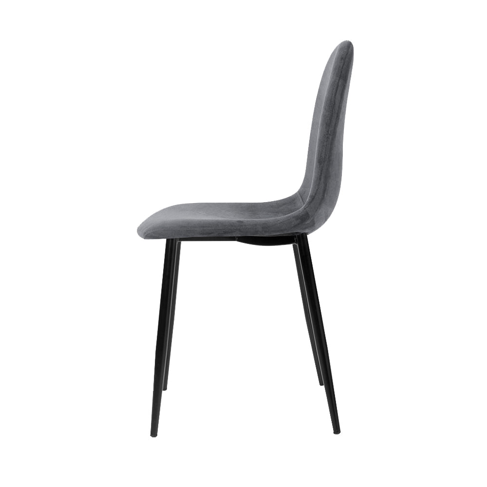 Artiss Dining Chairs Set of 4 Velvet Curved Slope Grey - image 5
