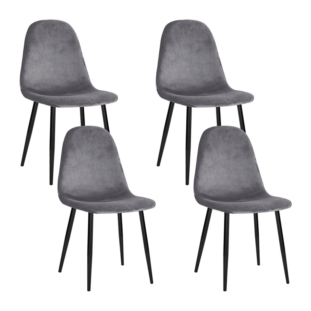 Artiss Dining Chairs Set of 4 Velvet Curved Slope Grey - image 2