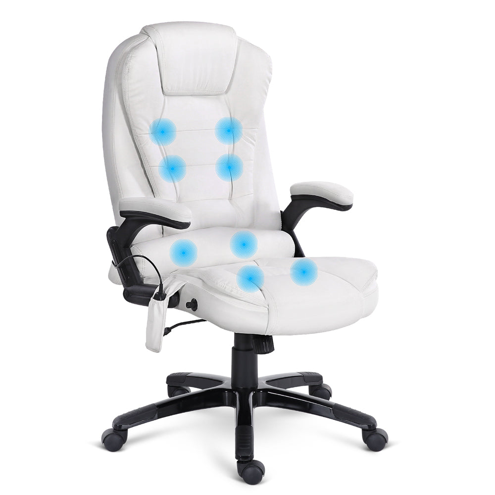 NNEDSZ Point PU Leather Reclining Massage Chair - White