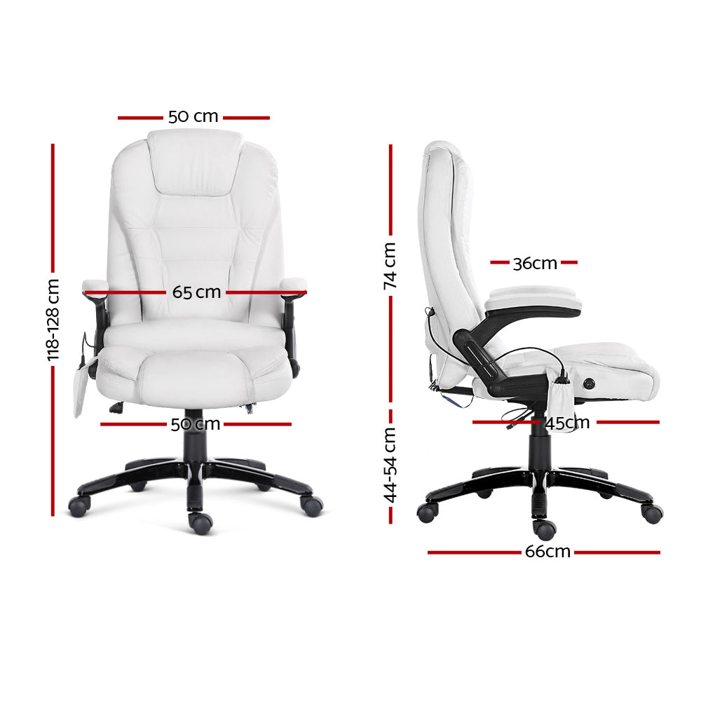 NNEDSZ Point PU Leather Reclining Massage Chair - White