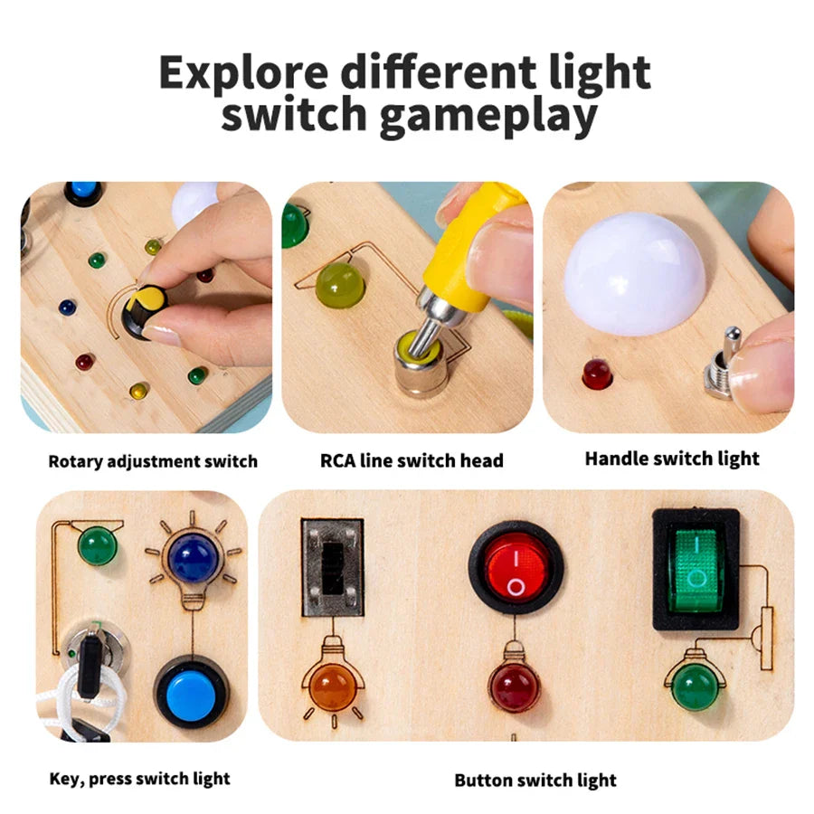 Montessori Busy Board with LED Light for Kids - image 2