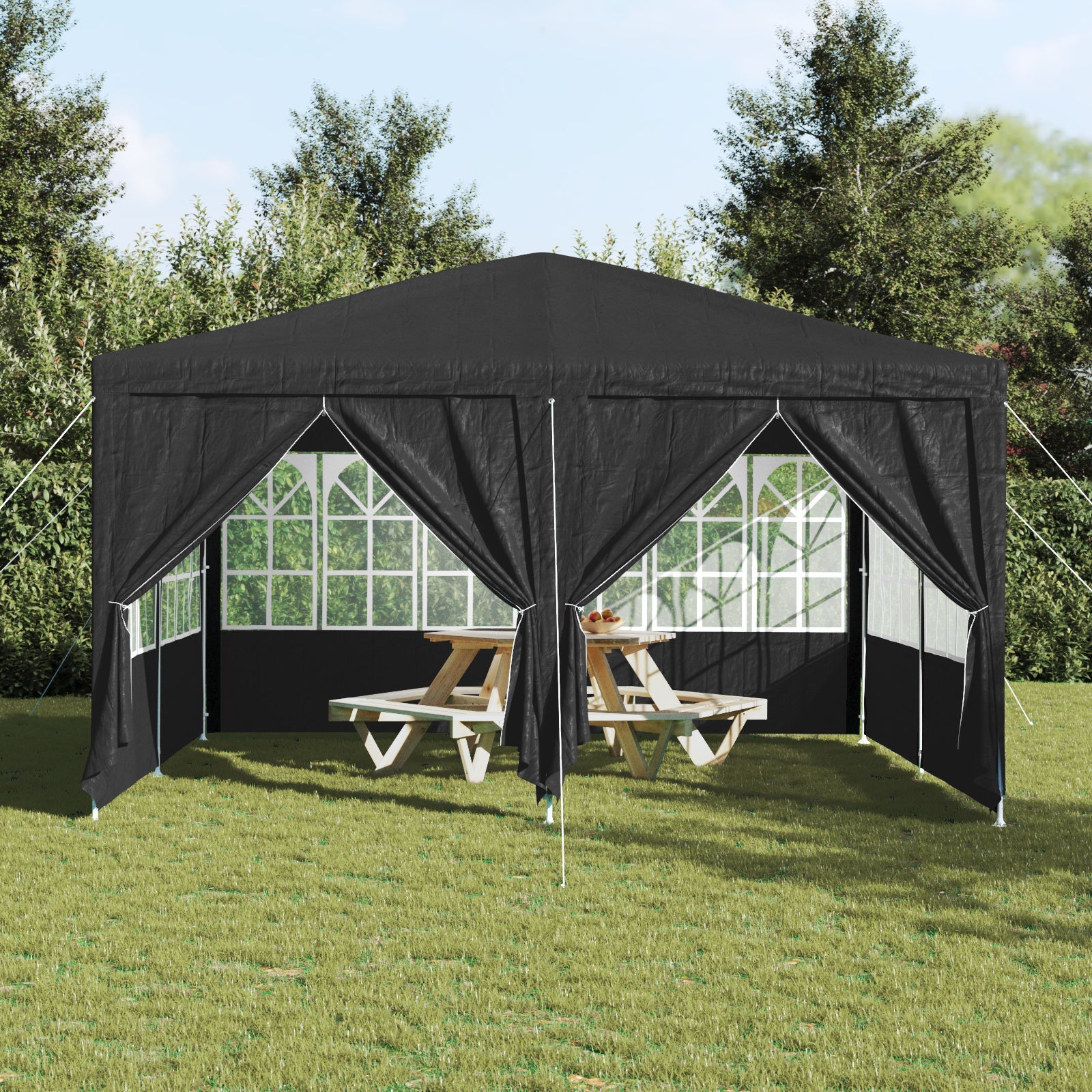 NNEVL Party Tent with 8 Sidewalls Anthracite 4x4 m PE