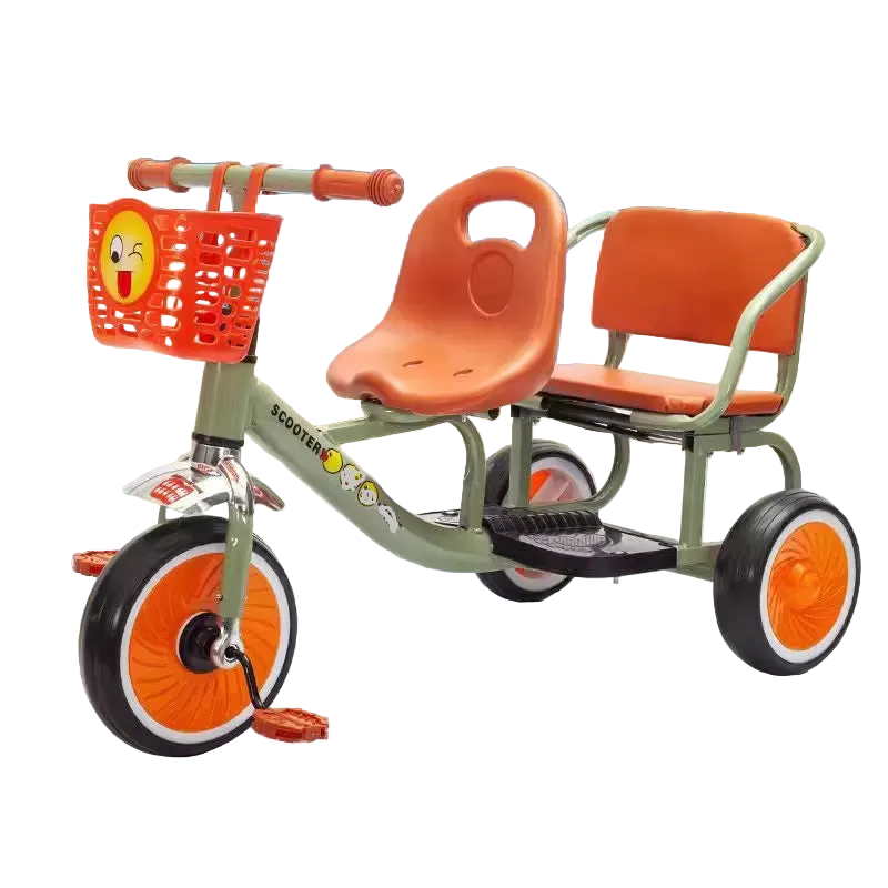 Kids Double Tricycle Pedal Push Ride-On Cart - image 2