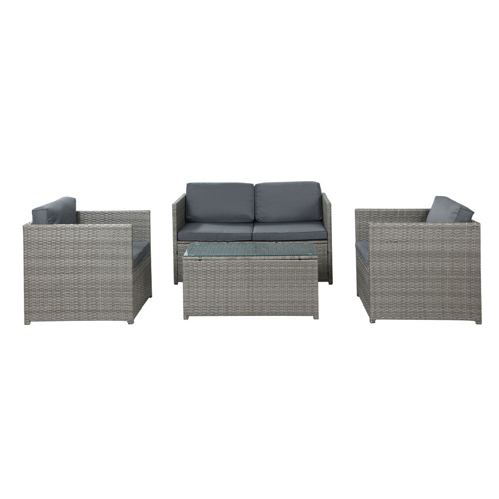 NNEDSZ Outdoor Furniture Sofa Set 4-Seater Wicker Lounge Setting Table Chairs