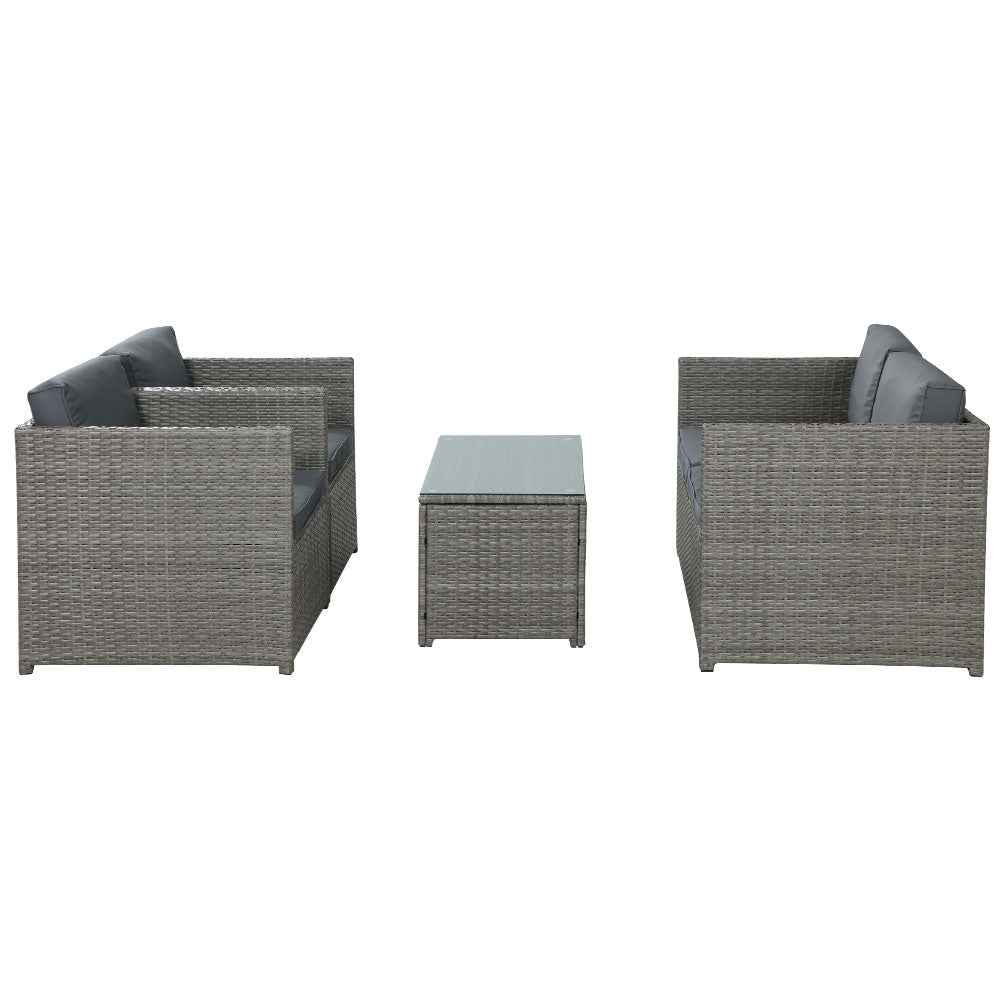 NNEDSZ Outdoor Furniture Sofa Set 4-Seater Wicker Lounge Setting Table Chairs