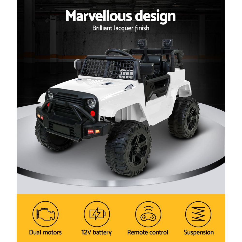 NNEDSZ Kids Ride On Car Electric 12V Car Toys Jeep Battery Remote Control White