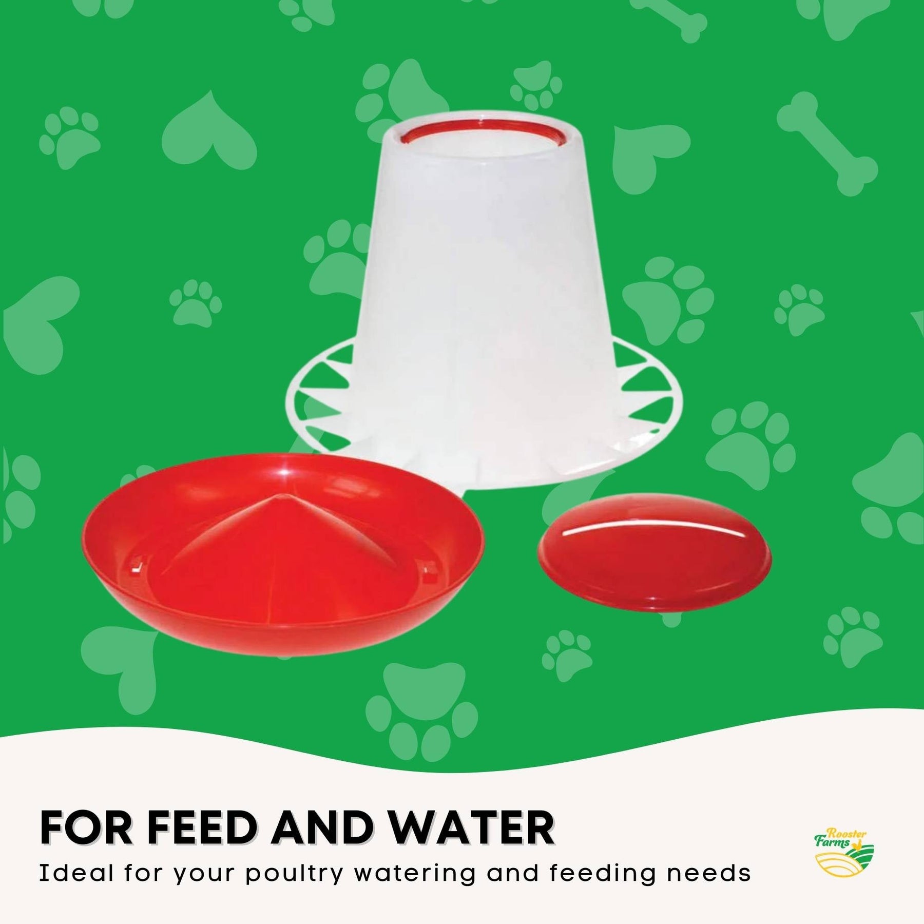 Rooster Farms Chicken Hen Feeder or Drinker Range Automatic Feeders and Waterers