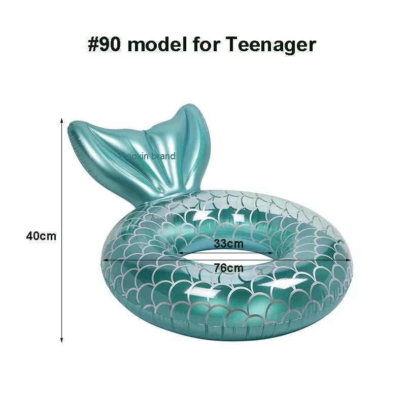 Inflatable Mermaid Swimming Ring with Backrest for Adults - image 3