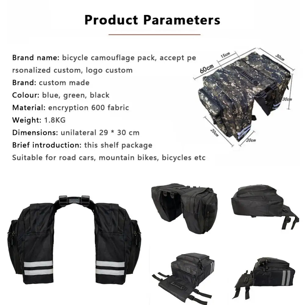NNEOBA 25L Canvas Carrier Bag Rear Rack Trunk Bike Luggage Back Seat