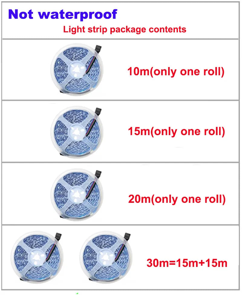 NNEOBA Bluetooth LED Strip Lights - RGB Color Changing Room Decoration (30m)