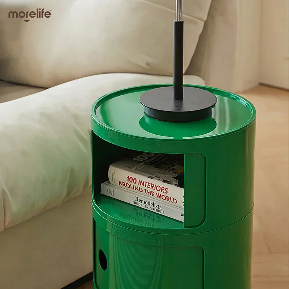 Minimalist Green Nightstands - Mid Century Round Coffee Tables with Storage - image 3