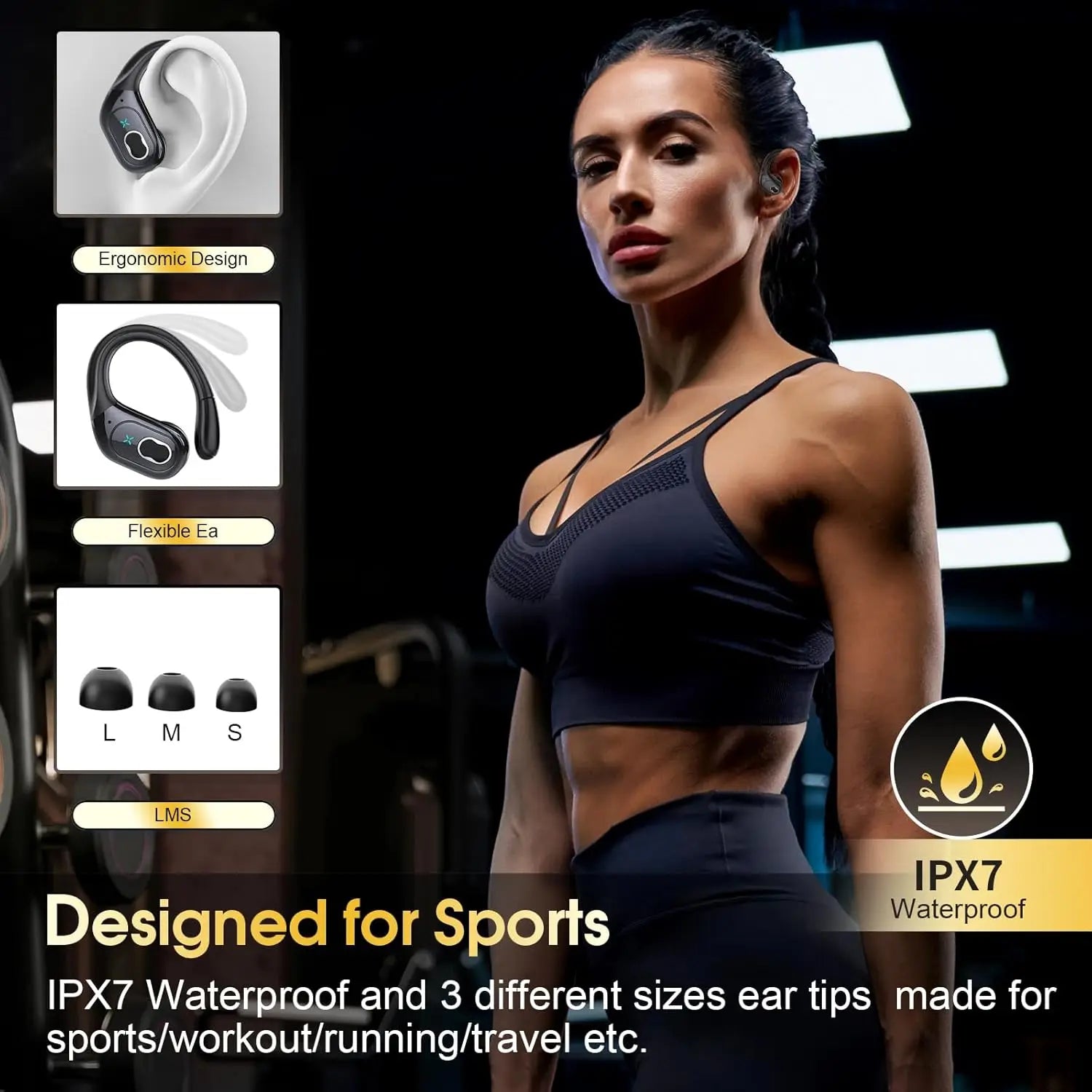NNEOBA Bluetooth 5.4 Wireless Earbuds with Ear Hooks