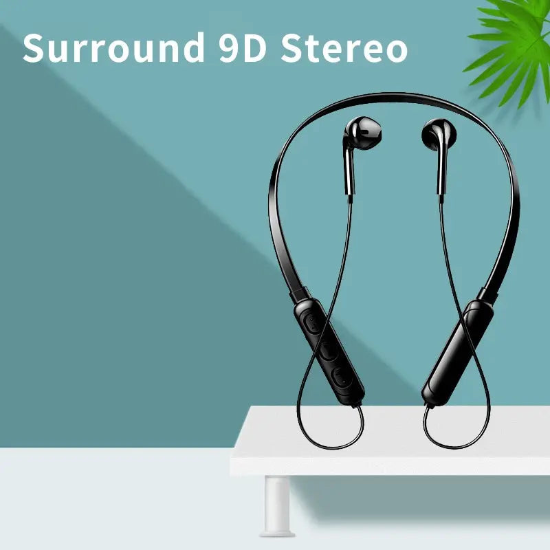Wireless 9D Bluetooth Neckband Headset Black - image 3