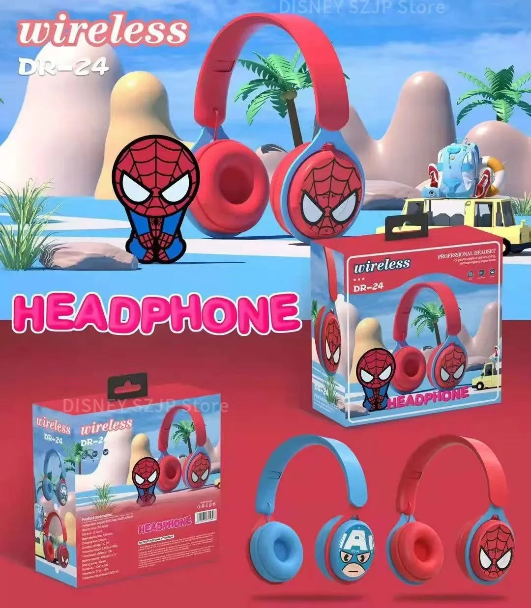 Kids Bluetooth Headphones Spider-Man HiFi Wireless - image 2