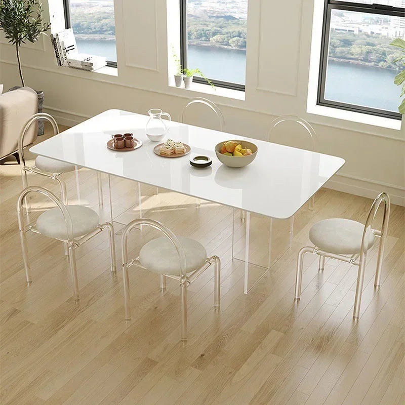 NNEOBA Six Colors Crystal Makeup Chair Modern Acrylic Furniture Unique Relax Lounge Dining Chair Clear Meubles De Salon Household Items