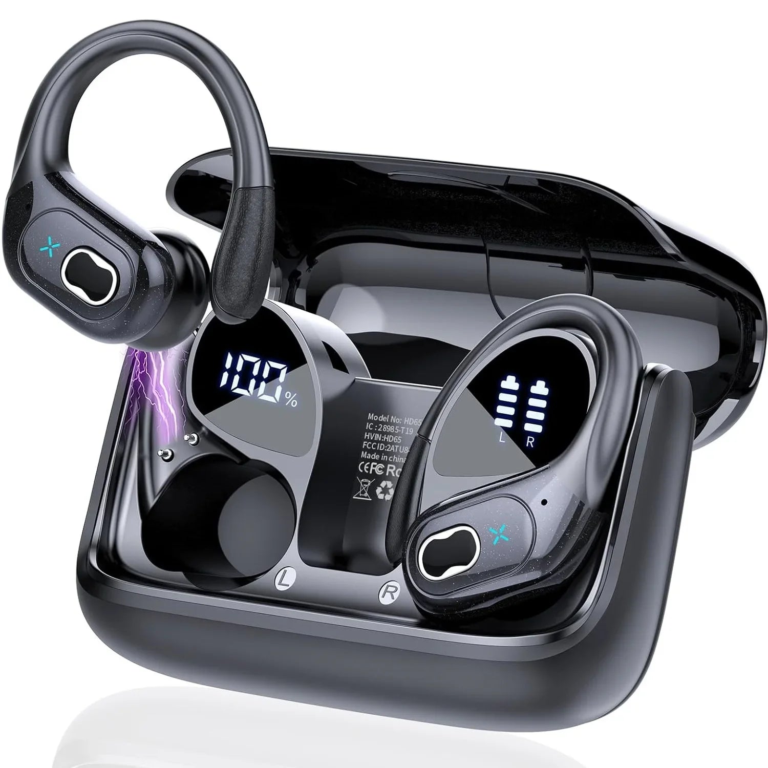 NNEOBA Bluetooth 5.4 Wireless Earbuds with Ear Hooks