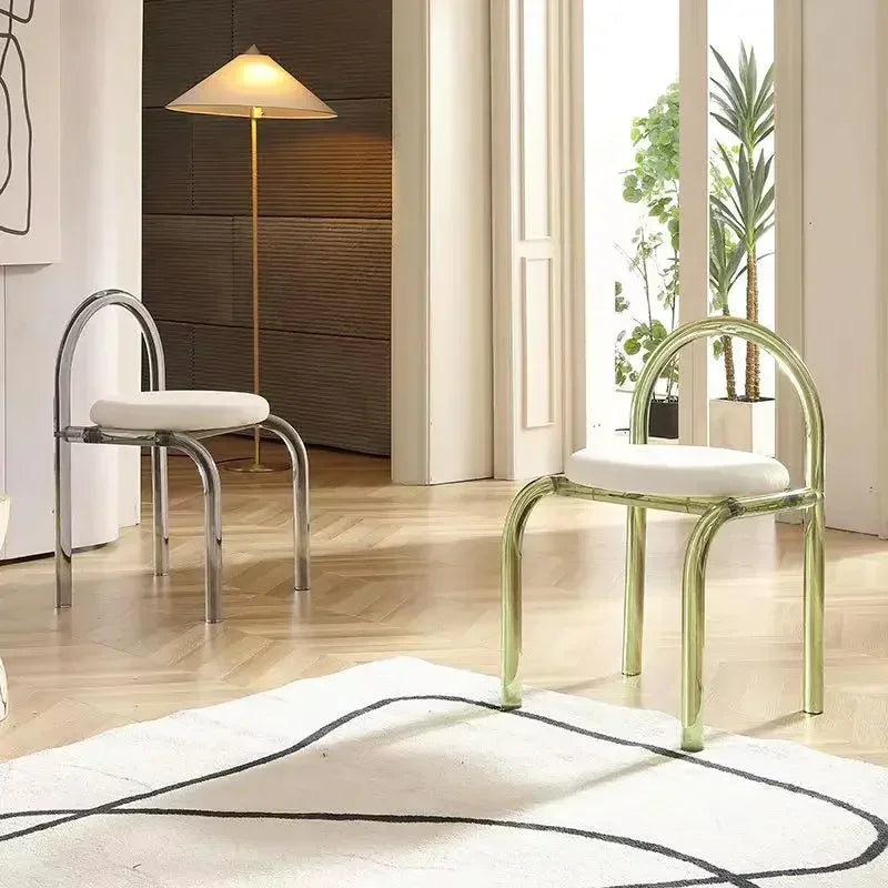 NNEOBA Six Colors Crystal Makeup Chair Modern Acrylic Furniture Unique Relax Lounge Dining Chair Clear Meubles De Salon Household Items