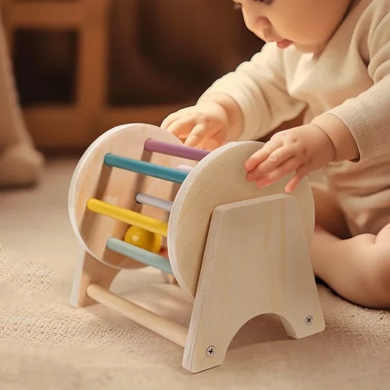 Montessori Wooden Spinning Infant Drum - image 4