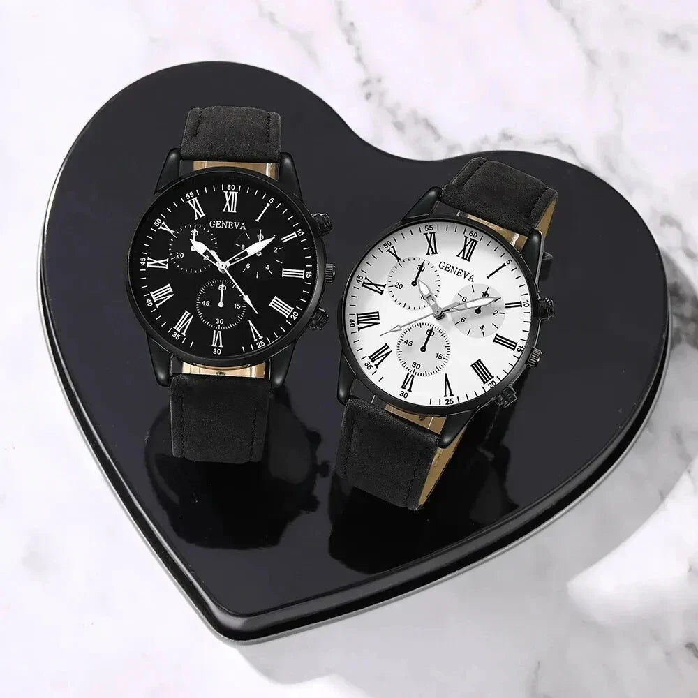 Couple Leather Quartz Watches Set - image 4