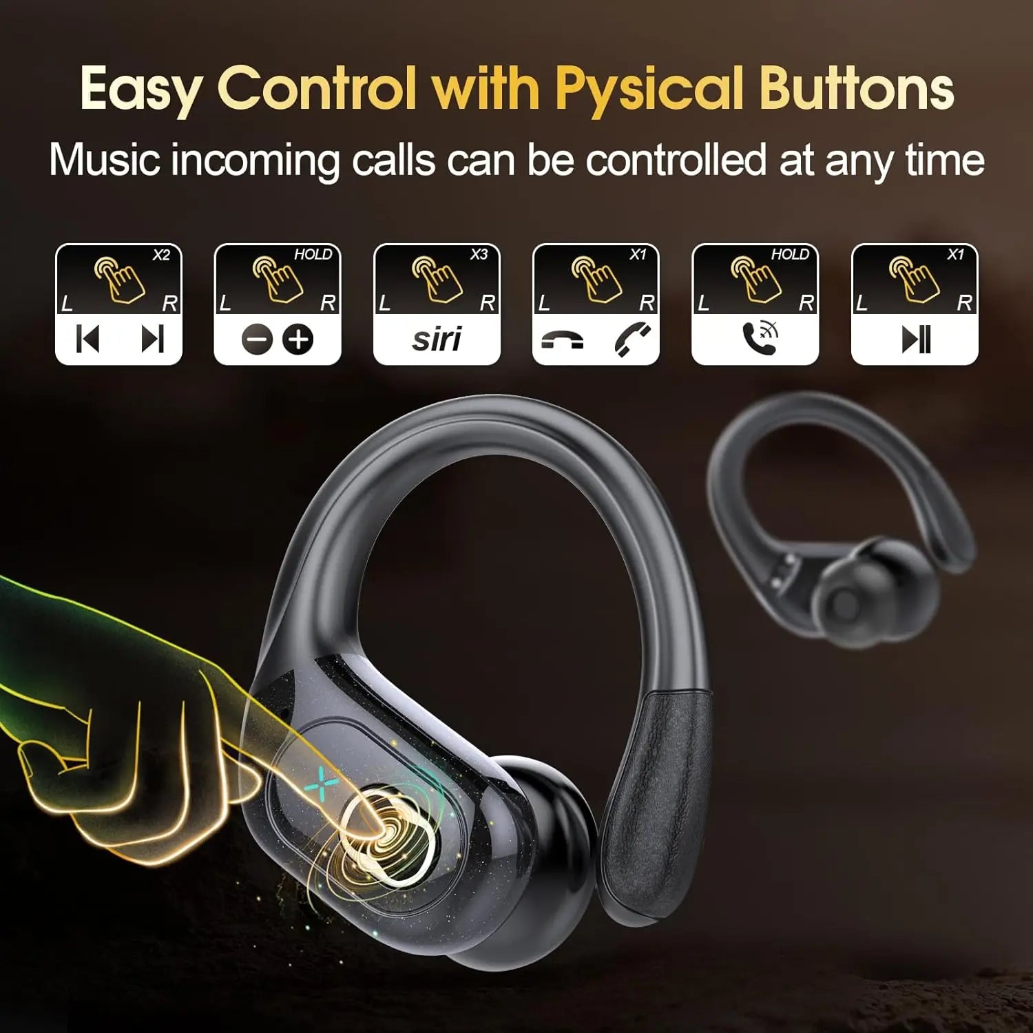 NNEOBA Bluetooth 5.4 Wireless Earbuds with Ear Hooks