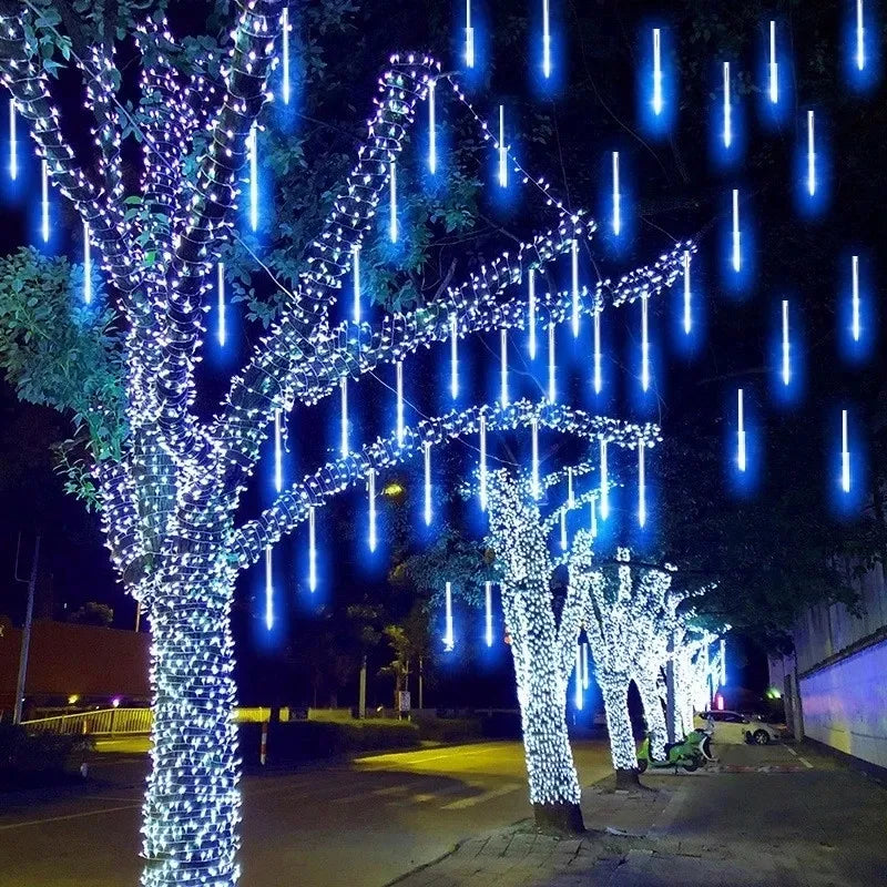 Colorful 50CM LED Meteor Shower Rain Lights for Festive Christmas Decor