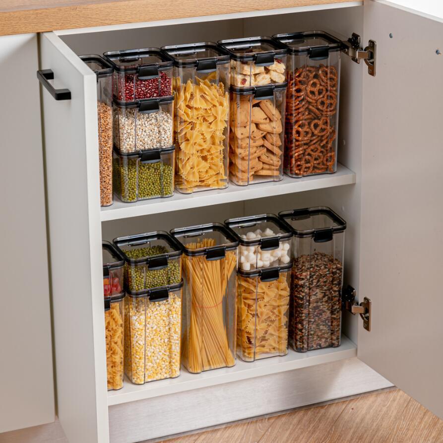 NNEOBA Food Storage Containers Kitchen Storage Organization Kitchen Storage Box Jars Ducts Storage for Kitchen PET Food Storage Box Lid-4