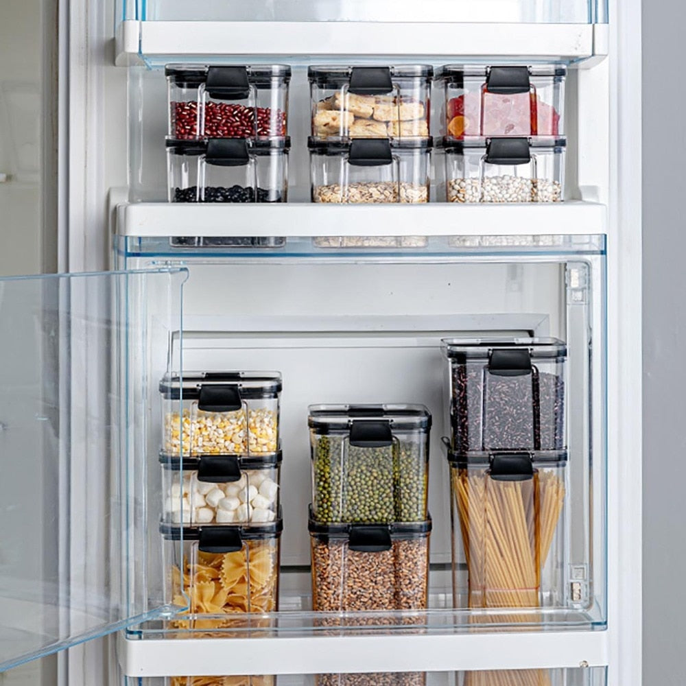 NNEOBA Food Storage Containers Kitchen Storage Organization Kitchen Storage Box Jars Ducts Storage for Kitchen PET Food Storage Box Lid-2