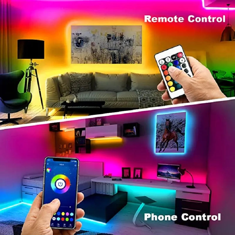 NNEOBA Bluetooth LED Strip Lights - RGB Color Changing Room Decoration (30m)