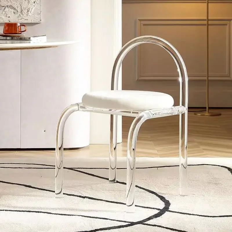 NNEOBA Six Colors Crystal Makeup Chair Modern Acrylic Furniture Unique Relax Lounge Dining Chair Clear Meubles De Salon Household Items