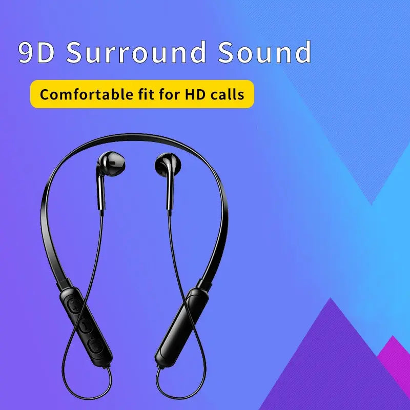 Wireless 9D Bluetooth Neckband Headset Black - image 4