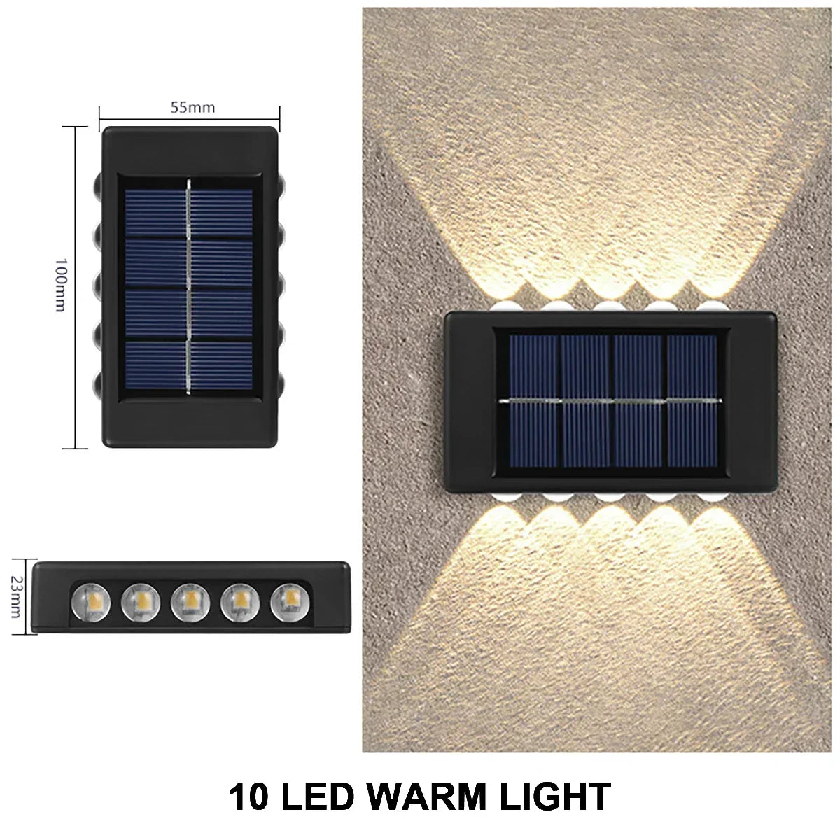 NNEOBA 10PCS Waterproof Solar Wall Lamp – Outdoor Up & Down Light