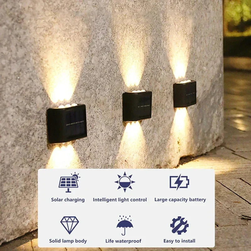 10PCS Waterproof Solar Wall Lamp – Outdoor Up & Down Light